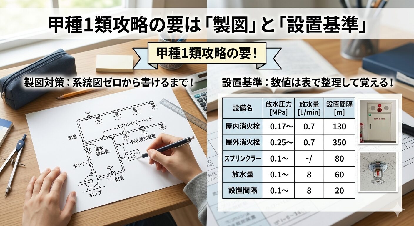 甲種1類攻略の要は「製図」と「設置基準」