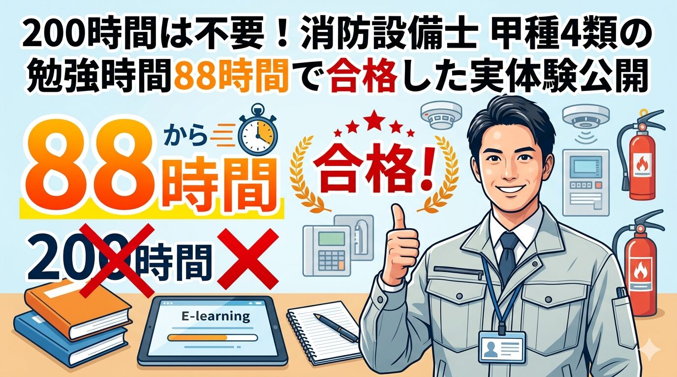 消防設備士 甲種4類の勉強時間88時間で合格した実体験公開
