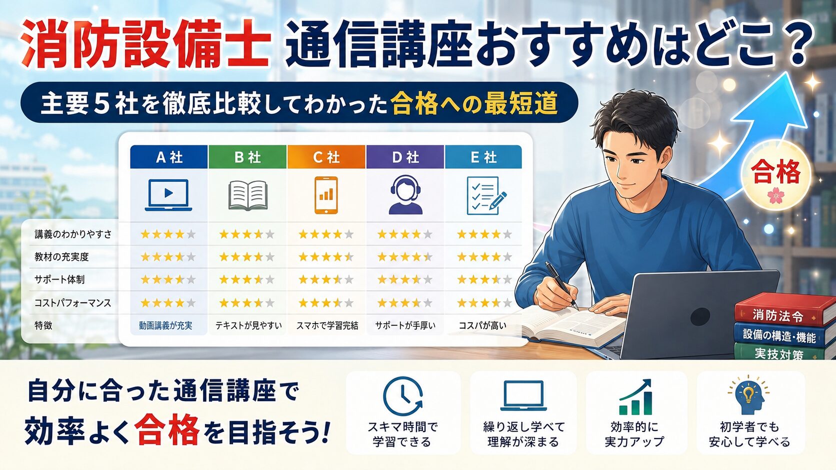 消防設備士の通信講座おすすめ5社比較