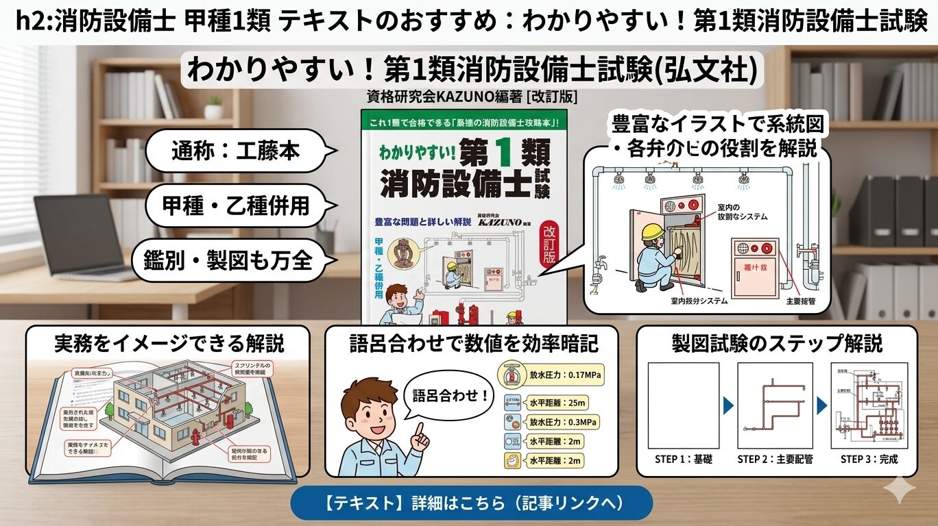 消防設備士 甲種1類 テキストのおすすめ：わかりやすい！第1類消防設備士試験