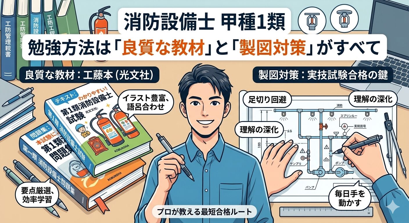 消防設備士 甲種1類の勉強方法は「良質な教材」と「製図対策」がすべて