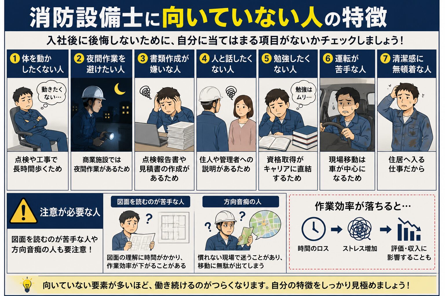 消防設備士に向いていない人の特徴